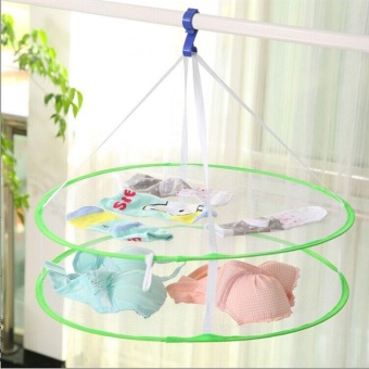2 Layer Clothes Airing Basket Folding Sun Clothing Net Sweater Clothes Hanger - intl