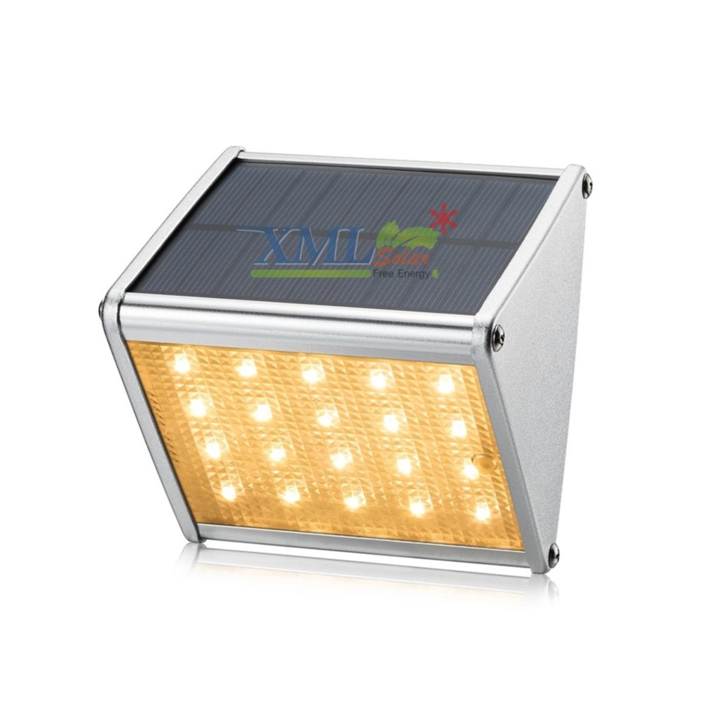 โคมไฟโซล่าเซลล์ ติดผนัง ทรงสามเหลี่ยม 20 SMD LED (เเสง : เหลืองวอมไวท์)