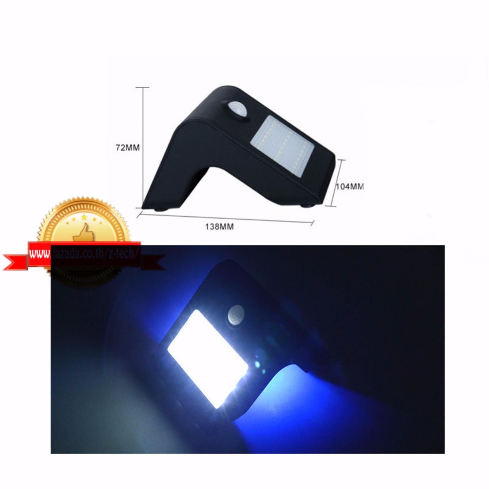 2017 Solar motion sensor lamp light ไฟติดผนังโซล่าเซลล์พลังงานแสงอาทิตย์ 24 led white+4led blue