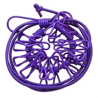 Creative Portable Multifunctional Drying Rack with 12 Pcs Clips Cloth Hangers Steel Clothes Line Pegs - Purple - intl