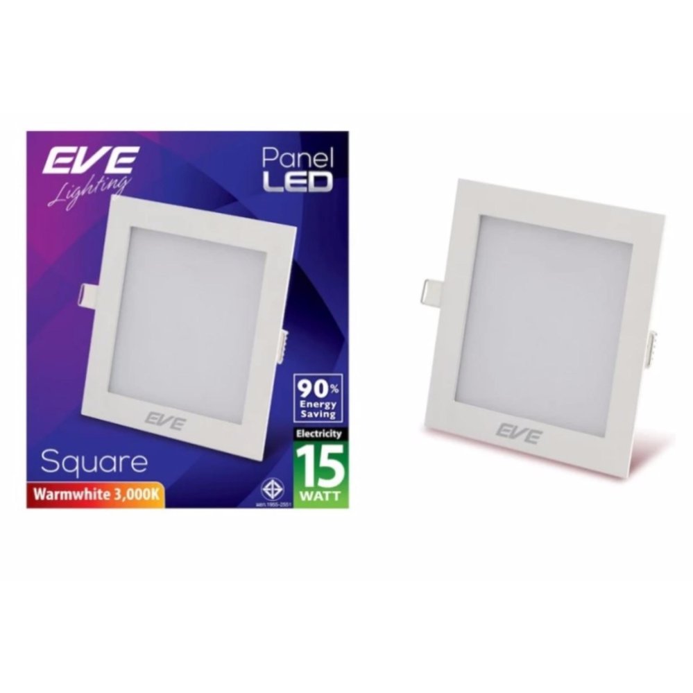 Eve โคมพาเนลไลท์แอลอีดี หน้าเหลี่ยม 15 วัตต์ แสงวอร์มไวท์ 