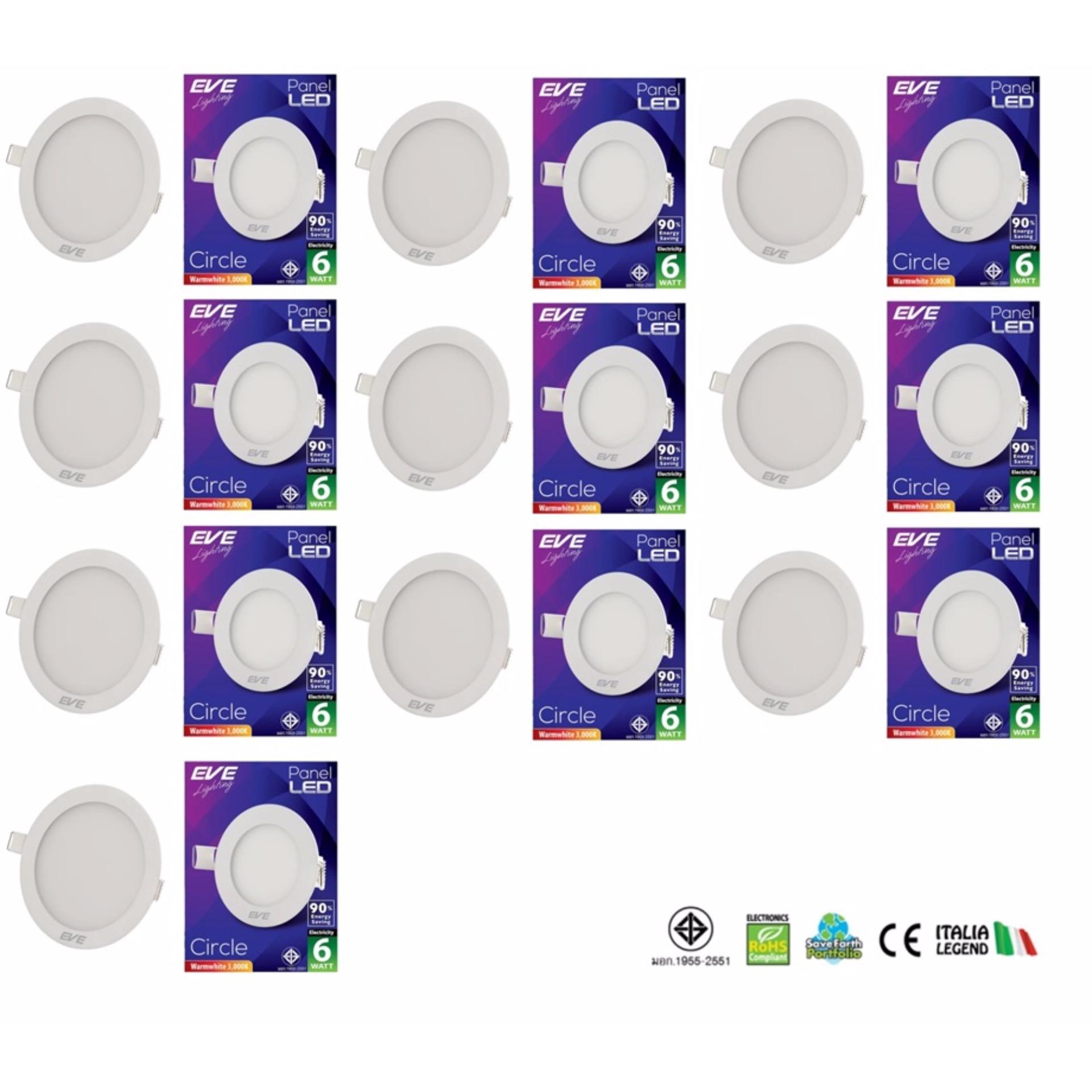 EVE โคมพาเนลไลท์ แอลอีดี หน้ากลมเรียบ 6 วัตต์ แสงวอร์มไวท์ ( 10 หลอด )