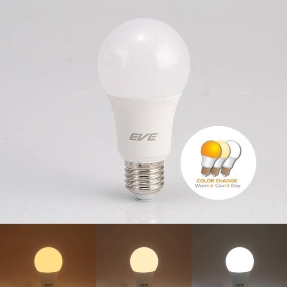 EVE หลอด LED 3-in-1 Color Change 9w E27 เปลี่ยนสีได้ในหลอดเดียว (เดย์ไลท์, คูลไวท์, วอร์มไวท์) EVE หลอด LED 3-in-1 Color Change 9w E27 เปลี่ยนสีได้ในหลอดเดียว (เดย์ไลท์, คูลไวท์, วอร์มไวท์)