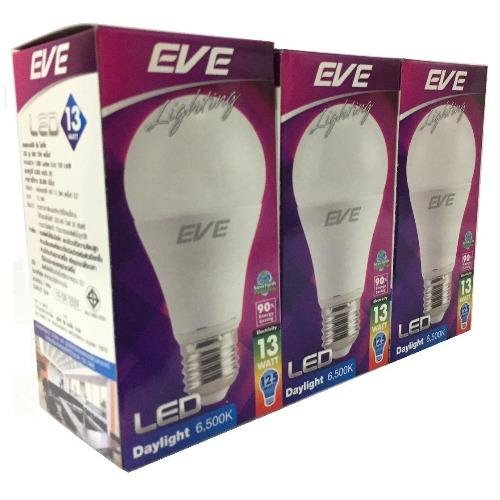 ขาย EVE หลอด LED ขั้ว E27 13W แสงสีขาว Daylight  แพค 3 หลอด (สีขาว)