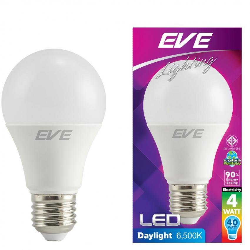 EVE หลอดแอลอีดีA60 4วัตต์ เดย์ไลท์ E27 แพ็ค 6 หลอด