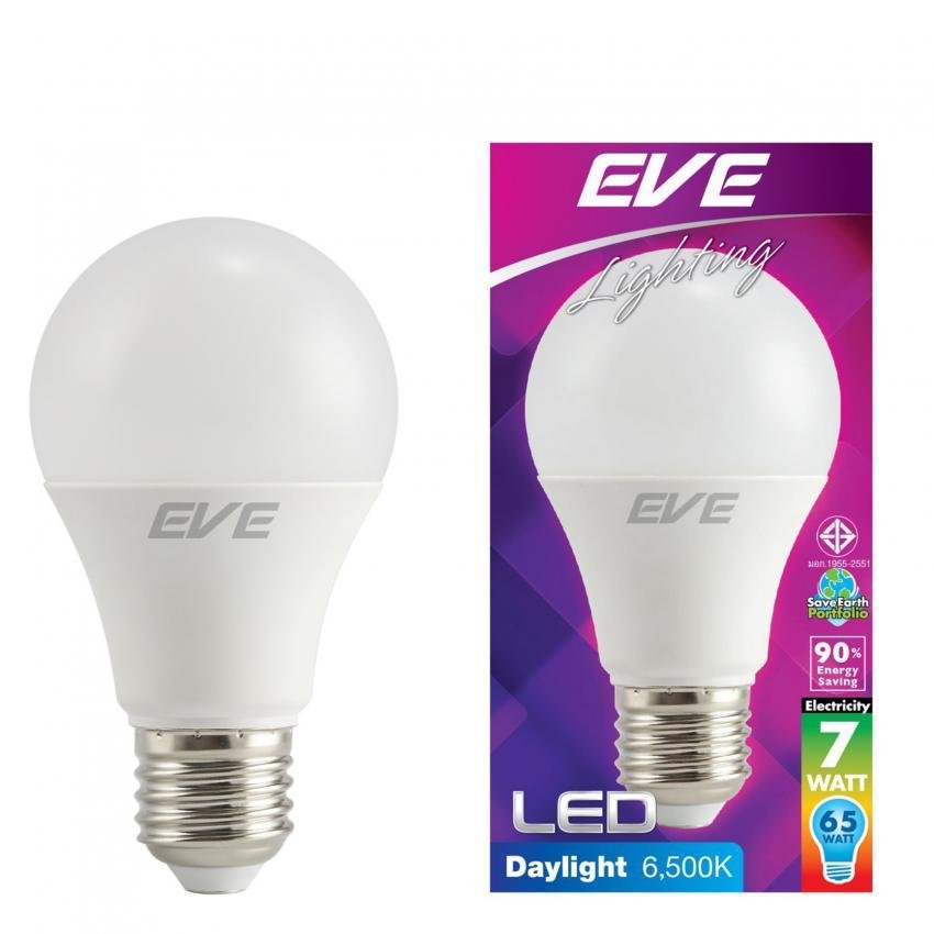 EVE หลอดแอลอีดีA60 7วัตต์ เดย์ไลท์ E27 แพ็ค 6 หลอด