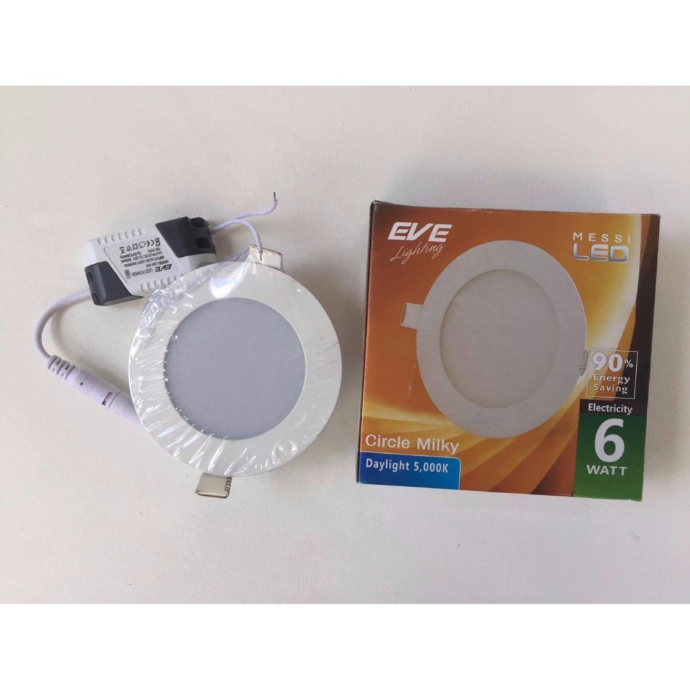 EVE lighting, โคมดาวน์ไลน์ LED รุ่น Messi Circle Milky 6วัตต์, แสงเดย์ไลท์