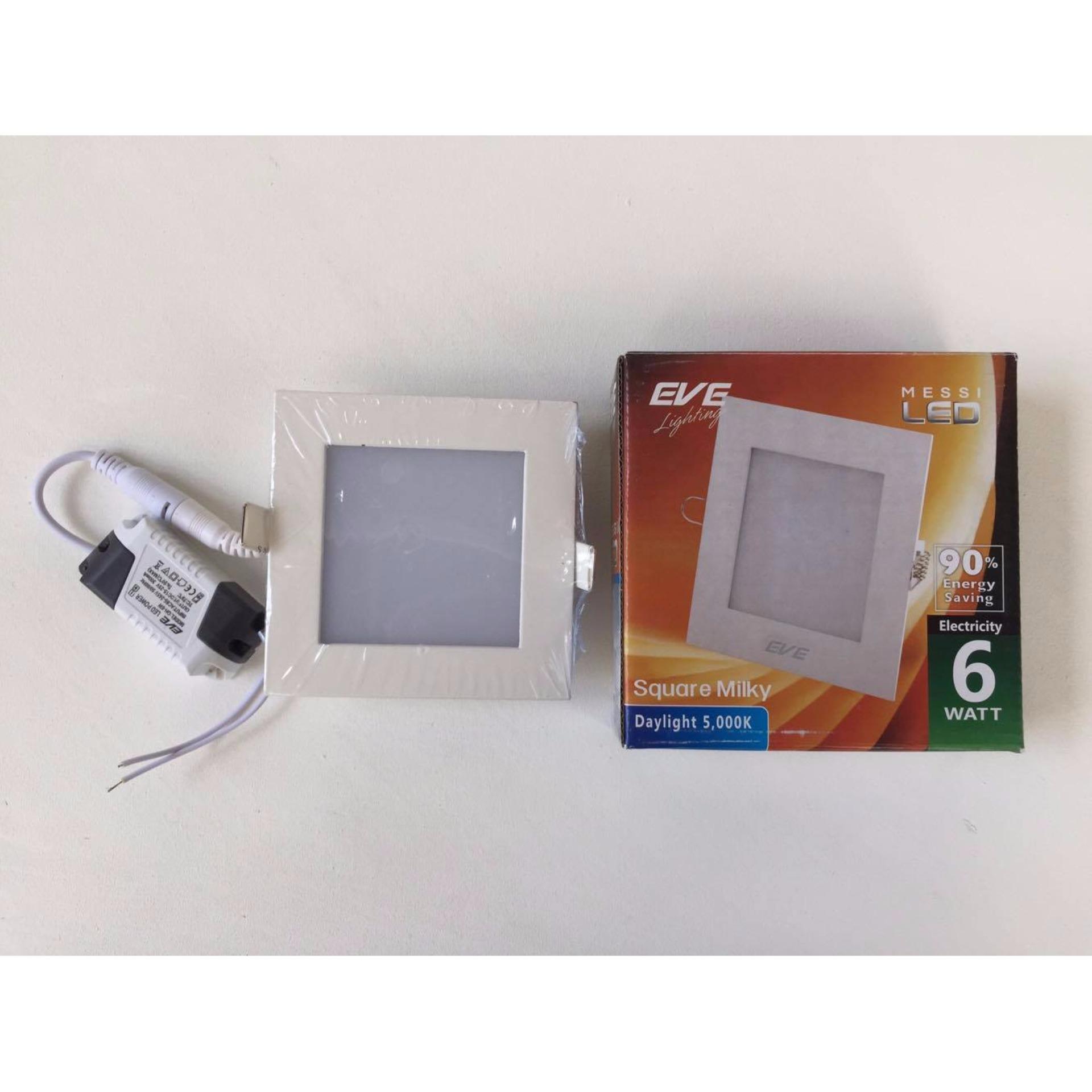 EVE lighting, โคมดาวน์ไลน์ LED รุ่น Messi Square Milky 6วัตต์, แสงเดย์ไลท์
