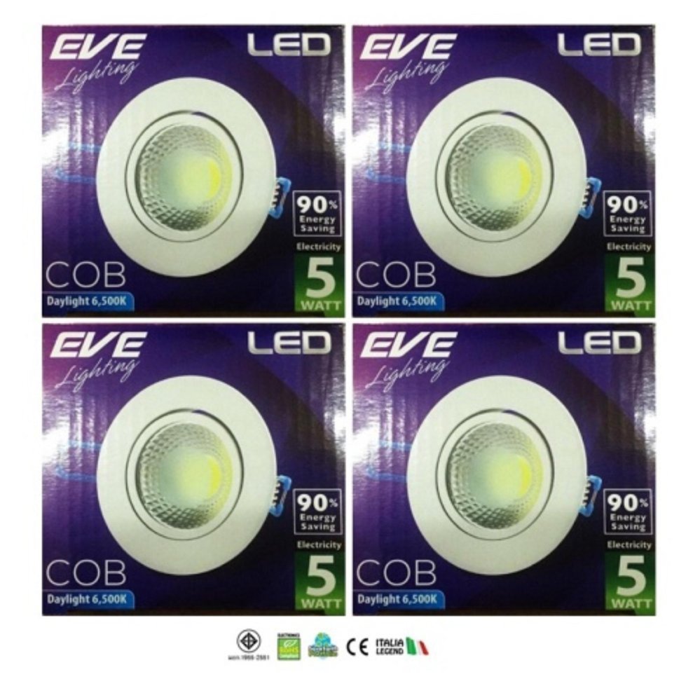 EVE โคมดาวน์ไลท์ LED หน้ากลม 5W Daylight ( 4 หลอด )   