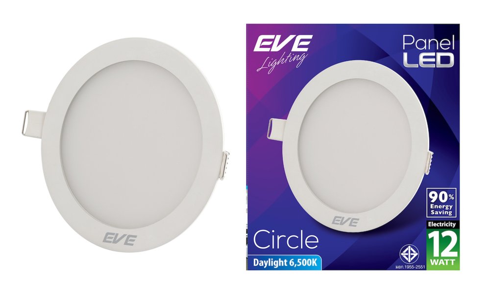 Eve โคมพาเนลไลท์แอลอีดี หน้ากลม 12 วัตต์ เดย์ไลท์ แพ็ค 3 ชุด