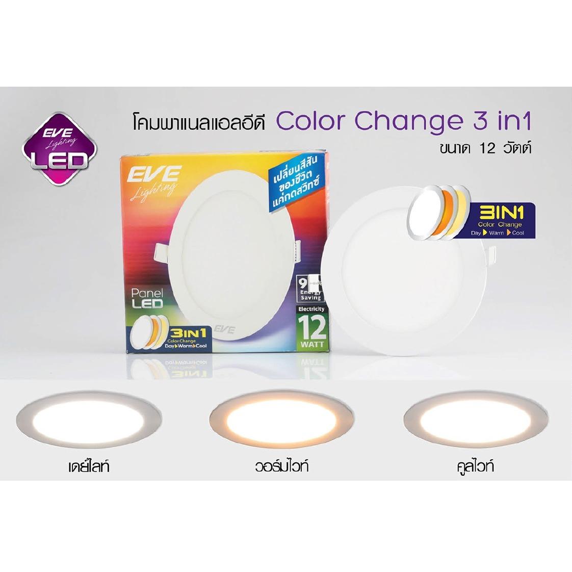 EVE โคมพาแนลไลท์แอลอีดี รุ่นเปลี่ยนสี 12 วัตต์