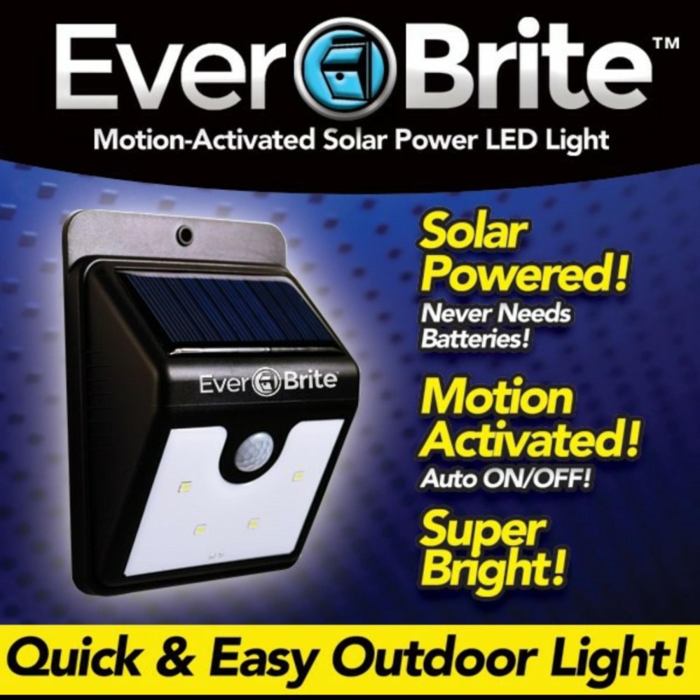 Ever Brite โคมไฟโซล่าเซล โคมไฟภายนอกอาคาร กันน้ำกันฝน มาพร้อมเซ็นเซอร์ ตรวจจับความเคลื่อนไหว เปิด/ปิดไฟอัตโนมัติ ชาร์จไฟด้วยพลังงานแสงอาทิตย์รุ่น EVER BRITE-01 Ever Brite โคมไฟโซล่าเซล โคมไฟภายนอกอาคาร กันน้ำกันฝน มาพร้อมเซ็นเซอร์ ตรวจจับความเคลื่อนไหว เปิด/ปิดไฟอัตโนมัติ ชาร์จไฟด้วยพลังงานแสงอาทิตย์รุ่น EVER BRITE-01