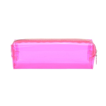 High Pencil Pen Case Cosmetic Bag Clear Plastic Makeup PouchToiletry Holder Rose 185x50x60mm - intl