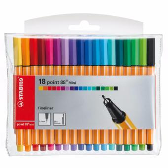 STABILO Point 88 Mini ปากกาสีหมึกน้ำ หัวเข็ม Fibre-Tip Pen ชุด 18 สี STABILO Point 88 Mini ปากกาสีหมึกน้ำ หัวเข็ม Fibre-Tip Pen ชุด 18 สี