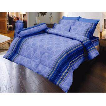 Satin ซาตินผ้าปูสีฟ้า 6 ฟุต ทั้งหมด 5 ชิ้น - D34 Satin ซาตินผ้าปูสีฟ้า 6 ฟุต ทั้งหมด 5 ชิ้น - D34