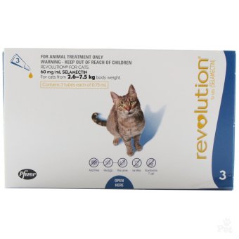 REVOLUTION CAT ยาป้องกันไร เห็บหมัด พยาธิหนอนหัวใจ สำหรับแมวน้ำหนัก 2.6-7.5 กก. REVOLUTION CAT ยาป้องกันไร เห็บหมัด พยาธิหนอนหัวใจ สำหรับแมวน้ำหนัก 2.6-7.5 กก.
