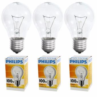 PHILIPS หลอดไฟ อินแคนเดสเซนต์ ฟีลิปส์ 100W หลอดไส้ เกลียว E27 หลอดใส CLEAR (3หลอด) PHILIPS หลอดไฟ อินแคนเดสเซนต์ ฟีลิปส์ 100W หลอดไส้ เกลียว E27 หลอดใส CLEAR (3หลอด)