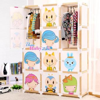 ThaiBabyZone ตู้เสื้อผ้าเด็ก ลายการ์ตูน DIY แบบโครงไม้ 12 ช่อง ThaiBabyZone ตู้เสื้อผ้าเด็ก ลายการ์ตูน DIY แบบโครงไม้ 12 ช่อง