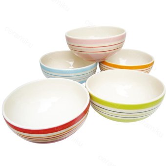 ชาม(เซรามิค) ปากกว้าง6นิ้ว ลายสีสดใส เส้น5สี ชาม(เซรามิค) ปากกว้าง6นิ้ว ลายสีสดใส เส้น5สี