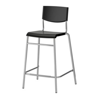 STIG เก้าอี้บาร์มีพนัก Bar stool with backrest สูง 63 cm (ดำ-เงิน) STIG เก้าอี้บาร์มีพนัก Bar stool with backrest สูง 63 cm (ดำ-เงิน)
