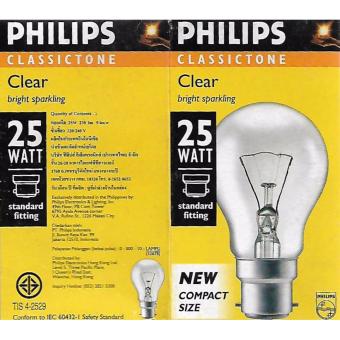 PHILIPS หลอดไฟ ฟิลลิปส์ รุ่น คลาสสิกโทน 25 วัตต์ ขั้วเขี้ยว หลอดใส (5 หลอด/แพ็ค) PHILIPS หลอดไฟ ฟิลลิปส์ รุ่น คลาสสิกโทน 25 วัตต์ ขั้วเขี้ยว หลอดใส (5 หลอด/แพ็ค)