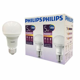 Philips หลอด Essential LED bulb 5 วัตต์ ขั้ว E27 ฟิลิปส์ แสงวอร์มไวท์ (2ดวง) Philips หลอด Essential LED bulb 5 วัตต์ ขั้ว E27 ฟิลิปส์ แสงวอร์มไวท์ (2ดวง)
