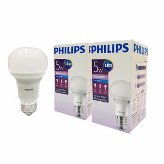 Philips หลอด Essential LED bulb 5 วัตต์ ขั้ว E27 ฟิลิปส์ แสงเดย์ไลท์ (2 ดวง) Philips หลอด Essential LED bulb 5 วัตต์ ขั้ว E27 ฟิลิปส์ แสงเดย์ไลท์ (2 ดวง)