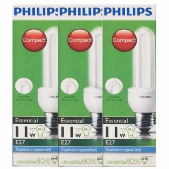 Philips Essential แพ๊คหลอดประหยัด รูปตะเกียบ 11 W E27 แสง DL x 3 Philips Essential แพ๊คหลอดประหยัด รูปตะเกียบ 11 W E27 แสง DL x 3