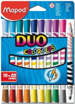 Maped 10 แท่ง (20สี) ปากกาเมจิก DUO Color'Peps Maped 10 แท่ง (20สี) ปากกาเมจิก DUO Color'Peps