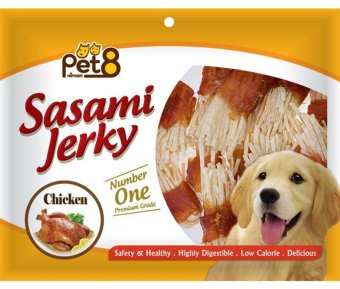 SASAMI JERKYขนมสุนัข ไก่พันปลาทาโร่ 150G.X2 SASAMI JERKYขนมสุนัข ไก่พันปลาทาโร่ 150G.X2