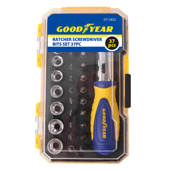 GOODYEAR ชุดไขควงบล็อก 37pcs GY-5822 ( สีโครเมี่ยม ) GOODYEAR ชุดไขควงบล็อก 37pcs GY-5822 ( สีโครเมี่ยม )