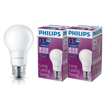 Philips หลอด LED BULB 13 วัตต์ ขั้ว E27 แสงเดย์ไลท์ (2 ดวง) Philips หลอด LED BULB 13 วัตต์ ขั้ว E27 แสงเดย์ไลท์ (2 ดวง)
