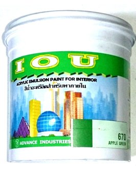 Advance IOU สีน้ำอะครีลิคสำหรับทาภายใน 0.946 ลิตร สีเขียว No.670 จำนวน1กระปุก Advance IOU สีน้ำอะครีลิคสำหรับทาภายใน 0.946 ลิตร สีเขียว No.670 จำนวน1กระปุก