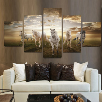 ไม่มีกรอบ 5 แผงใหญ่รูปศิลปะยุคม้าวิ่งฝาบ้านเอาภาพสีน้ำมันภาพตกแต่งผนัง ไม่มีกรอบ 5 แผงใหญ่รูปศิลปะยุคม้าวิ่งฝาบ้านเอาภาพสีน้ำมันภาพตกแต่งผนัง