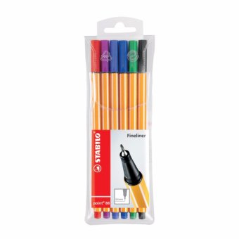 STABILO Point 88 ปากกาสีหมึกน้ำ หัวเข็ม Fibre-Tip Pen ชุด 6 สี STABILO Point 88 ปากกาสีหมึกน้ำ หัวเข็ม Fibre-Tip Pen ชุด 6 สี