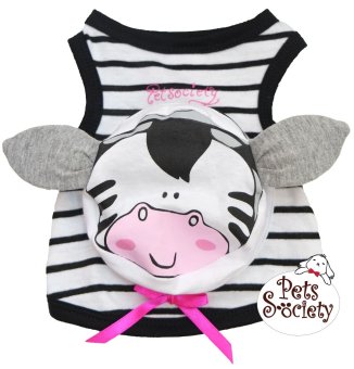 PetSociety เสื้อสุนัข เสื้อแมว แต่งกระเป๋าลายริ้ว หน้า 'วัว' – สีขาวดำ PetSociety เสื้อสุนัข เสื้อแมว แต่งกระเป๋าลายริ้ว หน้า 'วัว' – สีขาวดำ