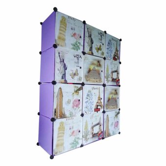 I-YO DIY Cabinet ตู้เสื้อผ้า+ตู้เก็บของ 12 ช่อง ลายวินเทจ (สีม่วง) I-YO DIY Cabinet ตู้เสื้อผ้า+ตู้เก็บของ 12 ช่อง ลายวินเทจ (สีม่วง)
