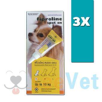 Fiproline Spot on ยาหยดหลังเพื่อกำจัดเห็บและหมัด สำหรับสุนัข น้ำหนักไม่เกิน 10 กิโลกรัม 3 หลอด Fiproline Spot on ยาหยดหลังเพื่อกำจัดเห็บและหมัด สำหรับสุนัข น้ำหนักไม่เกิน 10 กิโลกรัม 3 หลอด