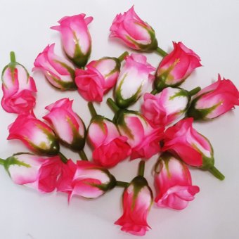 Dokpikul-หัวดอกกุหลาบปลอม ดอกแย้ม ดอกไม้ผ้าประดิษฐ์ ขนาด 5ซม.แพค 100ดอก-สีบานเย็นก้นขาว Dokpikul-หัวดอกกุหลาบปลอม ดอกแย้ม ดอกไม้ผ้าประดิษฐ์ ขนาด 5ซม.แพค 100ดอก-สีบานเย็นก้นขาว