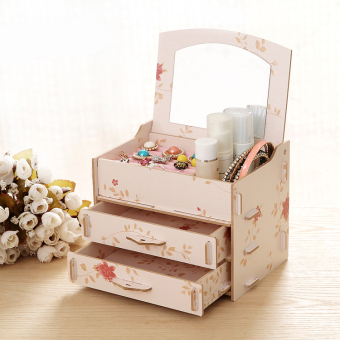 ชั้นวางเครื่องสำอาง 3 ชั้น พร้อมกระจก DIY ลายดอกไม้ ชั้นวางเครื่องสำอาง 3 ชั้น พร้อมกระจก DIY ลายดอกไม้