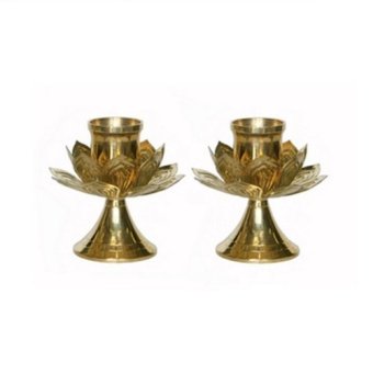 Thai Bronze เชิงเทียนทองเหลืองกลีบดอกบัวขนาด 3 นิ้ว - สีทอง Thai Bronze เชิงเทียนทองเหลืองกลีบดอกบัวขนาด 3 นิ้ว - สีทอง