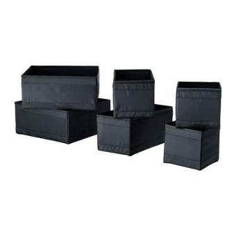 IKEA SKUBB เซตกล่องผ้า 6 ใบ สีดำ IKEA SKUBB เซตกล่องผ้า 6 ใบ สีดำ