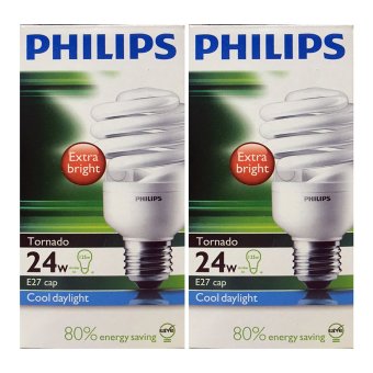 PHILIPS หลอดประหยัดไฟ TORNADO 24W. สีคูลเดย์ไลท์ 2 แพ็ค (แพ็ค 1 หลอด) PHILIPS หลอดประหยัดไฟ TORNADO 24W. สีคูลเดย์ไลท์ 2 แพ็ค (แพ็ค 1 หลอด)