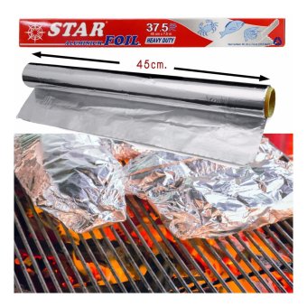 STAR อลูมิเนียม ฟอยล์ สำหรับปิ้ง อบ ย่างอาหาร ขนาดหน้ากว้าง 45 cm. ยาว 7.5 m. STAR อลูมิเนียม ฟอยล์ สำหรับปิ้ง อบ ย่างอาหาร ขนาดหน้ากว้าง 45 cm. ยาว 7.5 m.