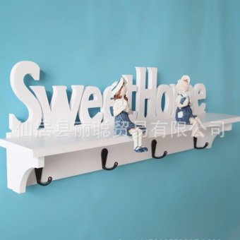 ชั้นตกแต่งผนัง Sweet home แบบมีที่แขวน - สีขาว DIY ชั้นตกแต่งผนัง Sweet home แบบมีที่แขวน - สีขาว DIY
