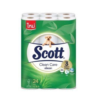 SCOTT® CLEAN CARE กระดาษชำระ สก๊อตต์® คลีนแคร์ อโลเวรา ขนาด 24 ม้วน SCOTT® CLEAN CARE กระดาษชำระ สก๊อตต์® คลีนแคร์ อโลเวรา ขนาด 24 ม้วน