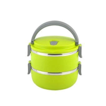 HS Circular Stainless Steel Lunch Box ปิ่นโตสูญญากาศ ทรงกลม สองชั้น (Green) HS Circular Stainless Steel Lunch Box ปิ่นโตสูญญากาศ ทรงกลม สองชั้น (Green)