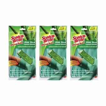 SCOTCH-BRITE® Aloe Vera Gloves Size L สก๊อตช์-ไบรต์® ถุงมือยางกันลื่น เคลือบว่านหางจรเข้ ไซส์ L (ชุด3 ชิ้น) SCOTCH-BRITE® Aloe Vera Gloves Size L สก๊อตช์-ไบรต์® ถุงมือยางกันลื่น เคลือบว่านหางจรเข้ ไซส์ L (ชุด3 ชิ้น)