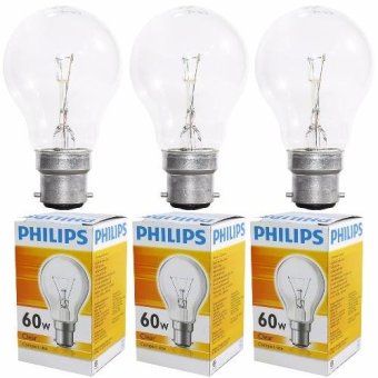 PHILIPS หลอดไฟ อินแคนเดสเซนต์ ฟีลิปส์ 60W หลอดไส้ ขั้วเขี้ยว หลอดใส CLEAR (3หลอด) PHILIPS หลอดไฟ อินแคนเดสเซนต์ ฟีลิปส์ 60W หลอดไส้ ขั้วเขี้ยว หลอดใส CLEAR (3หลอด)