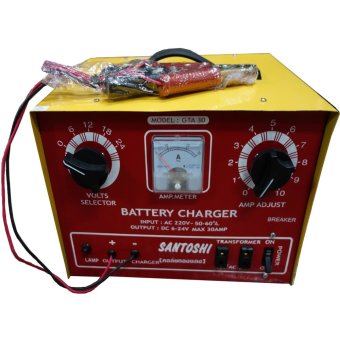 SANTOSHI เครื่องชาร์จแบตเตอรี่ รุ่น 24V30A ทองแดง (เหลือง-แดง) SANTOSHI เครื่องชาร์จแบตเตอรี่ รุ่น 24V30A ทองแดง (เหลือง-แดง)